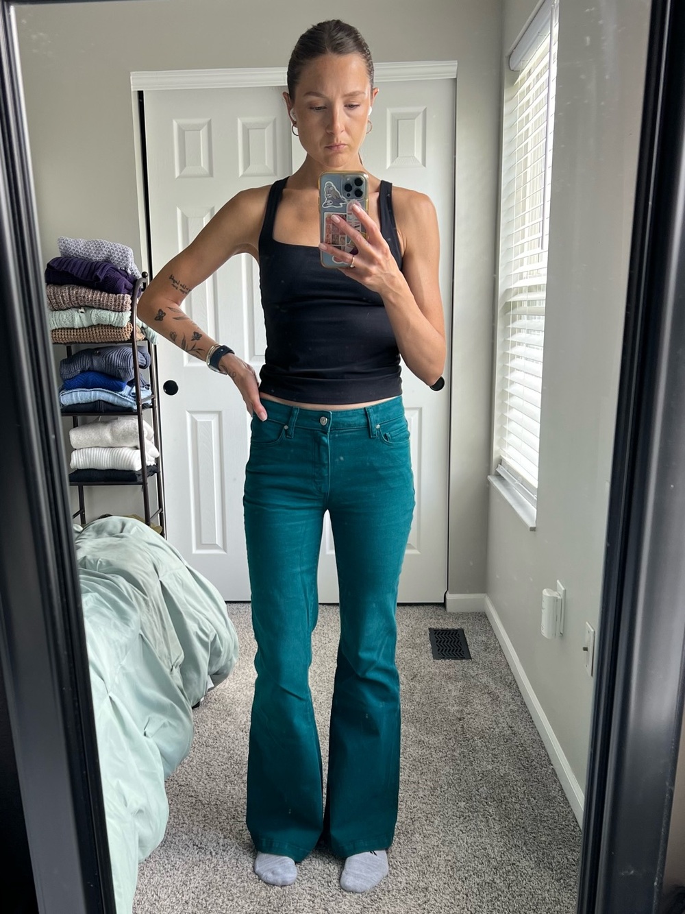 PAIGE Teal Flare Jean - Women's